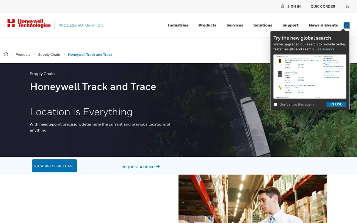 Honeywell Track and Trace public product page